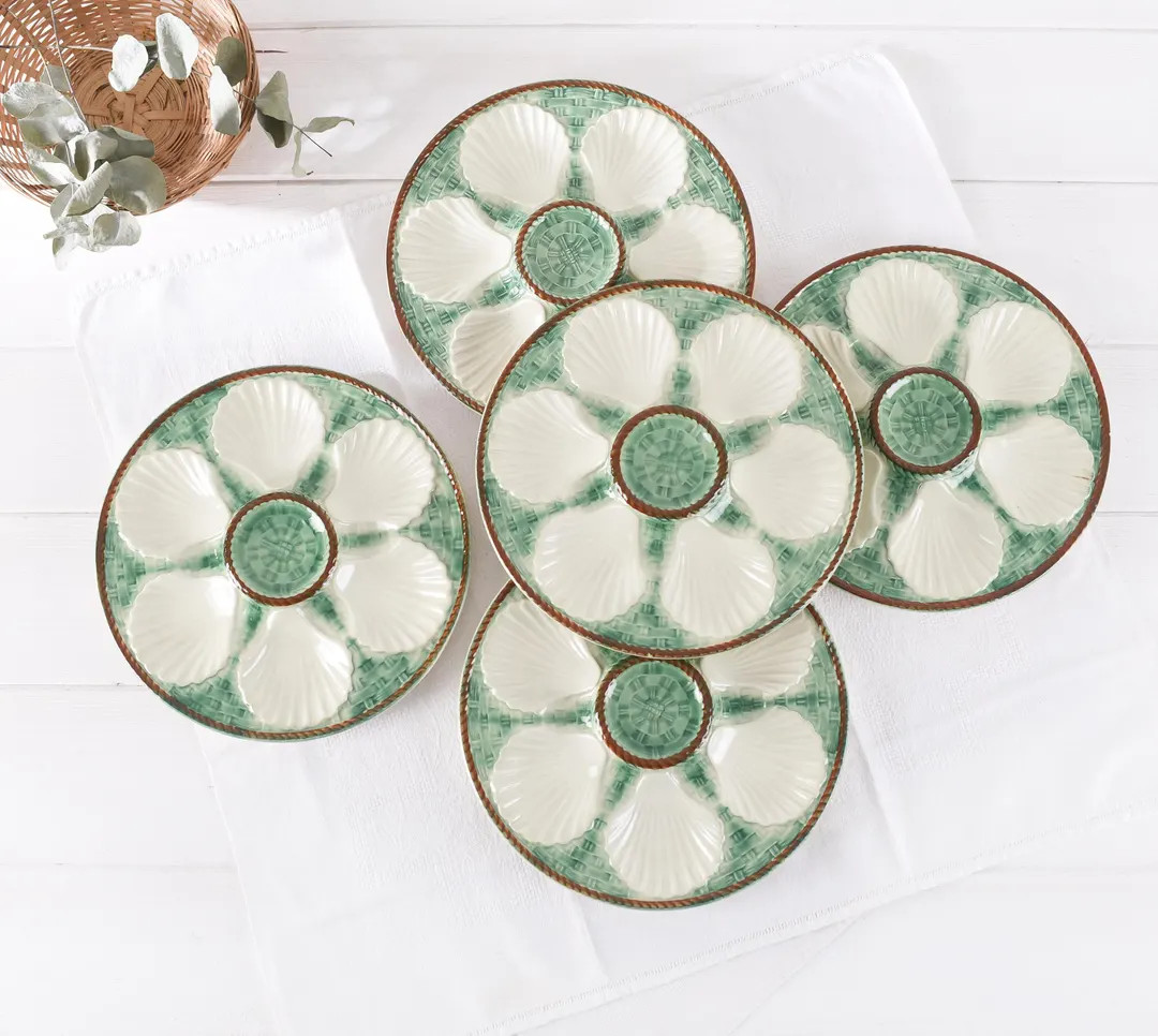 Light Green Vintage French Oyster Plate – Majolica Ceramic Dish - Coastal Home, Country Kitchen... | Etsy (US)