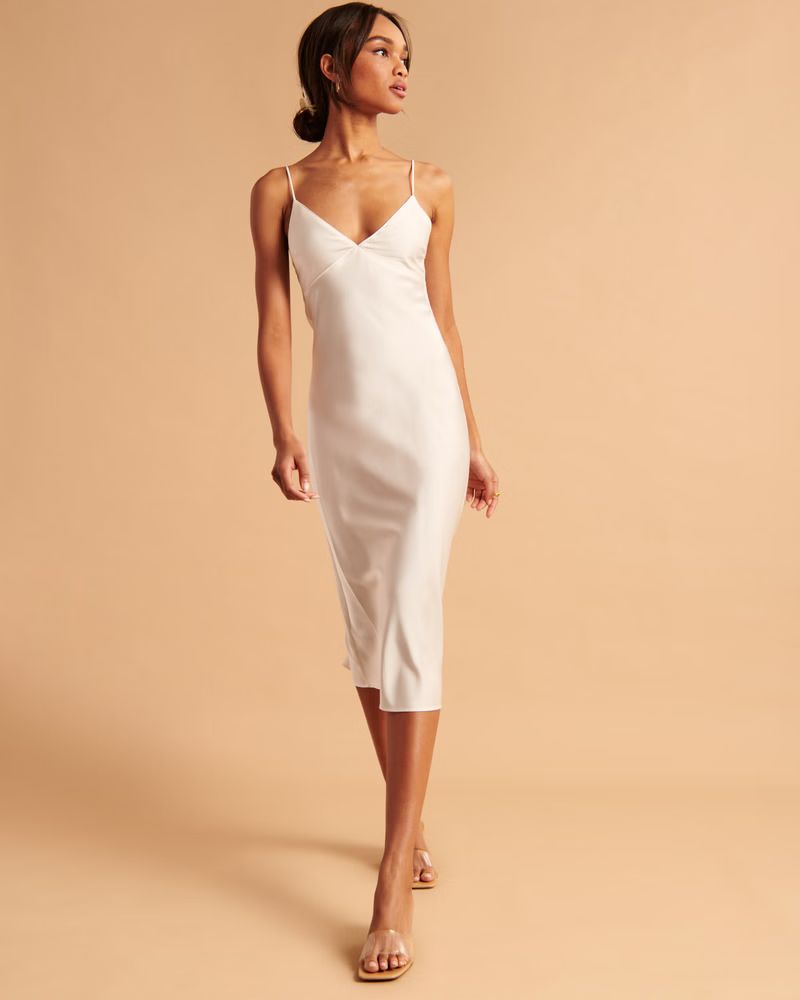 Women's Satin Slip Midi Dress | Women's New Arrivals | Abercrombie.com | Abercrombie & Fitch (US)