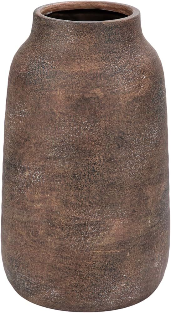 Briful 9.6in Large Rustic Brown Ceramic Vase,Vintage Farmhouse Flowers Vase,Shabby Terra Cotta Va... | Amazon (US)