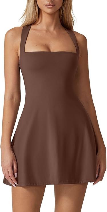 QINSEN Square Neck Tennis Dress Golf Athletic Dress | Amazon (US)