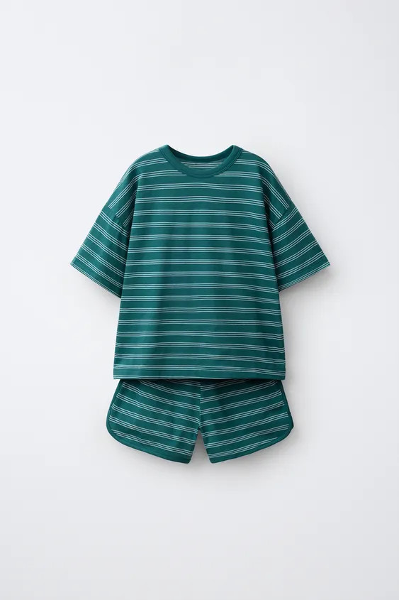STRIPED T-SHIRT AND BERMUDA SHORTS JOGGING SET | Zara US