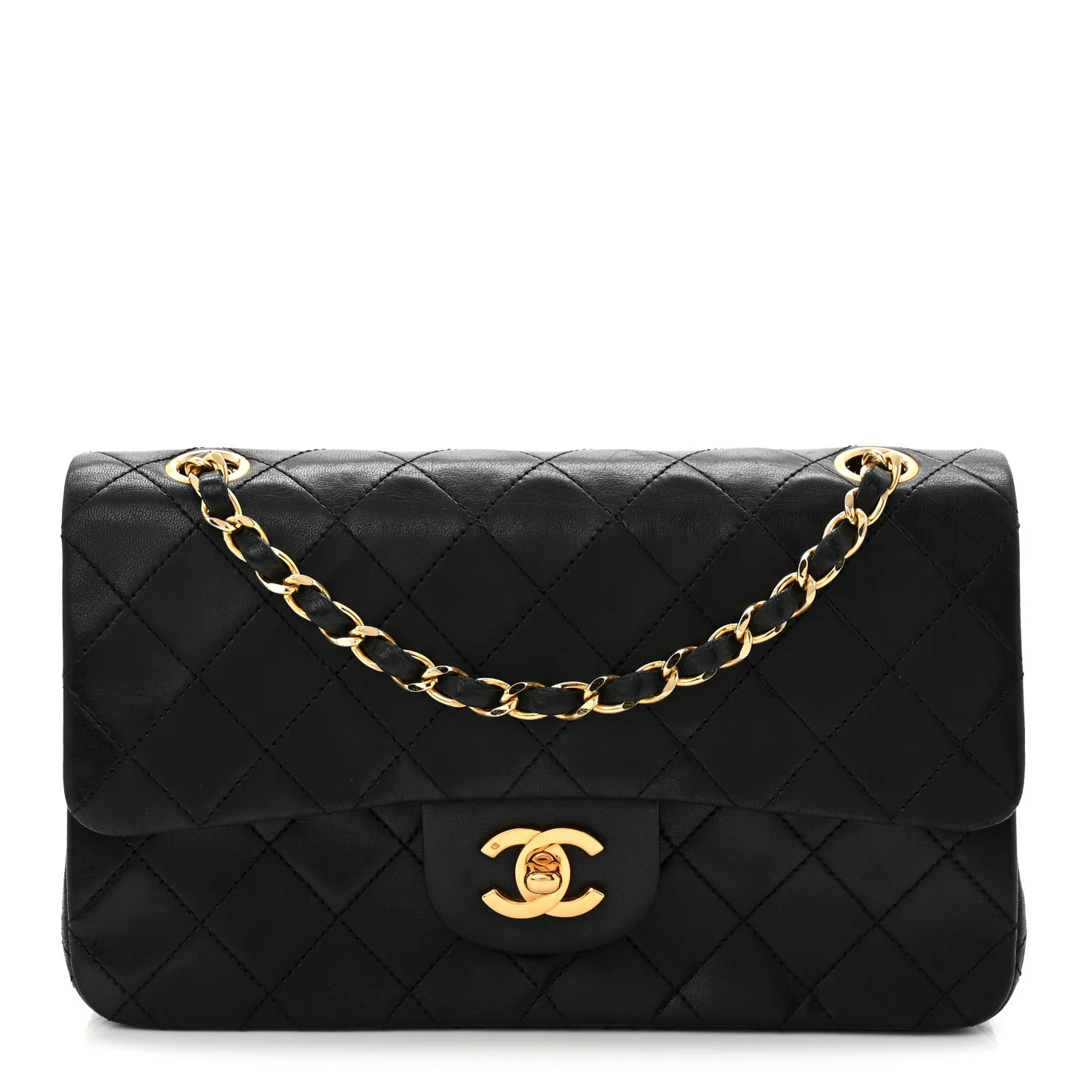 Lambskin Quilted Small Double Flap Black | FASHIONPHILE (US)