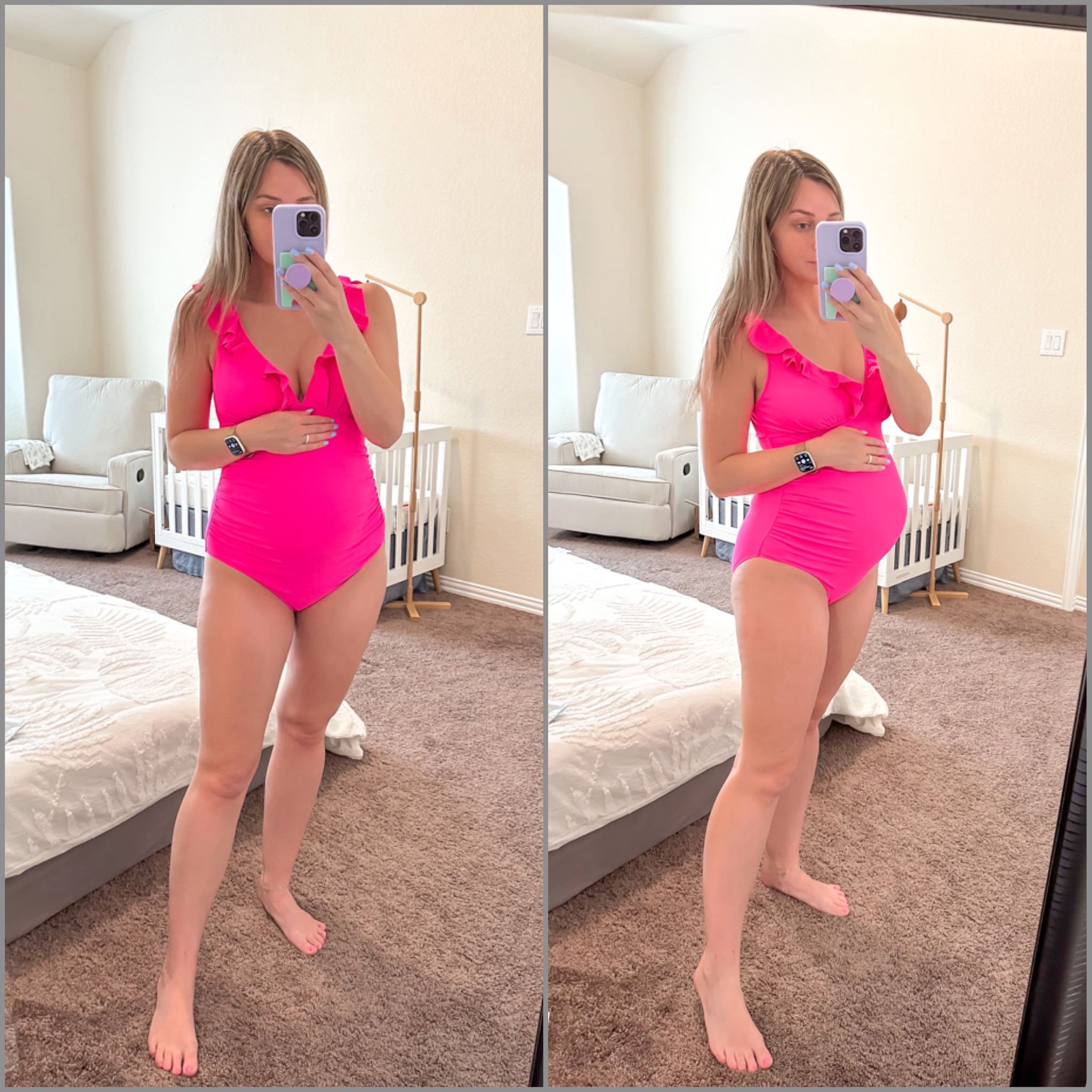 My try on room is now baby boy’s nursery, oops! 

Rounded up some of my favorite maternity swimsuits!! This was my absolute favorite from everything I ordered! I love the bright pink and ruffle detail! Great one piece swim suit option. Wearing a size medium. Comes in 12 different color options 


Maternity swimsuit
Bump friendly swim
Maternity summer 
Amazon maternity 
Pregnant
27 weeks 



#LTKbump #LTKswim #LTKSeasonal