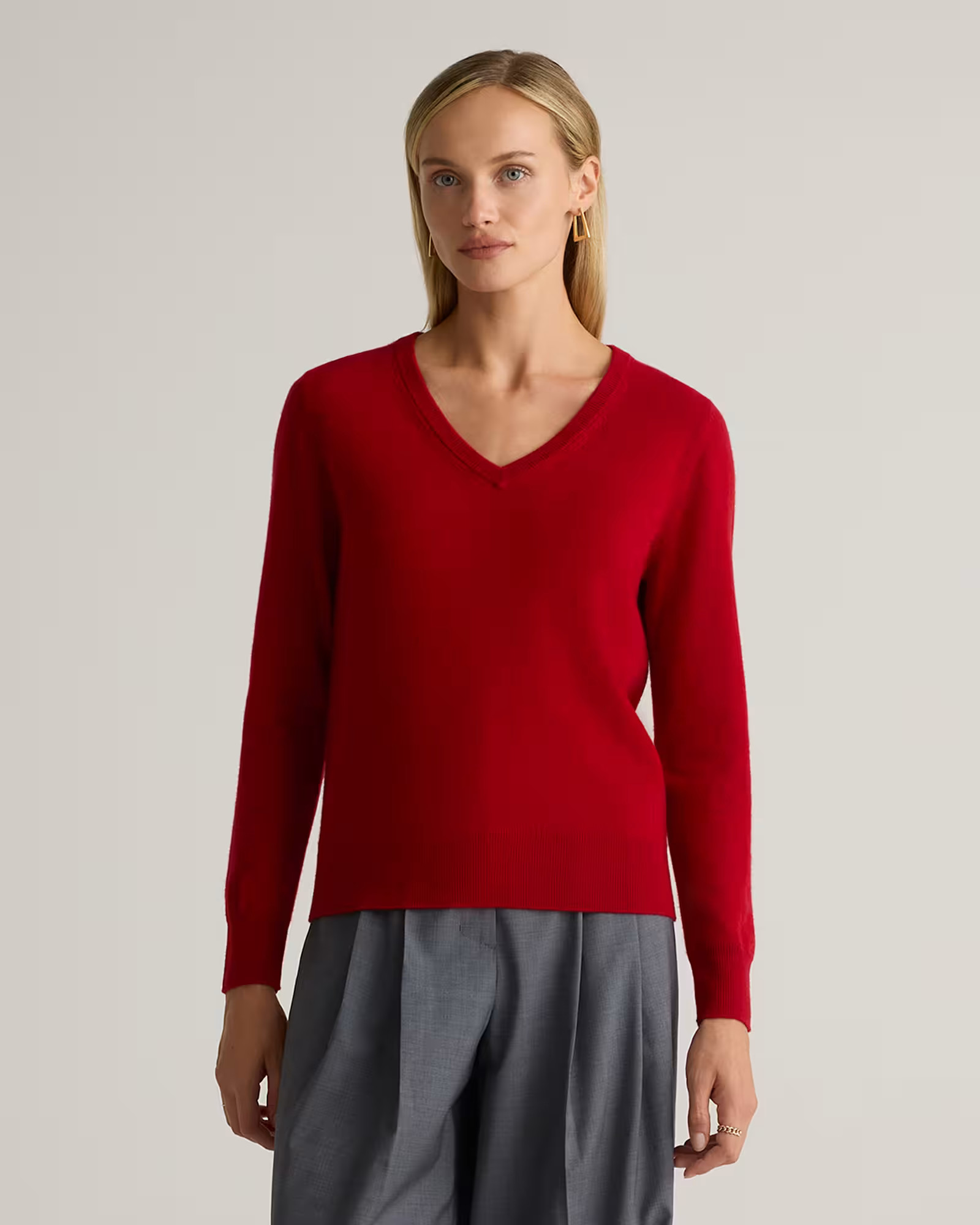 Mongolian Cashmere V-Neck Sweater in Varsity Red | Quince