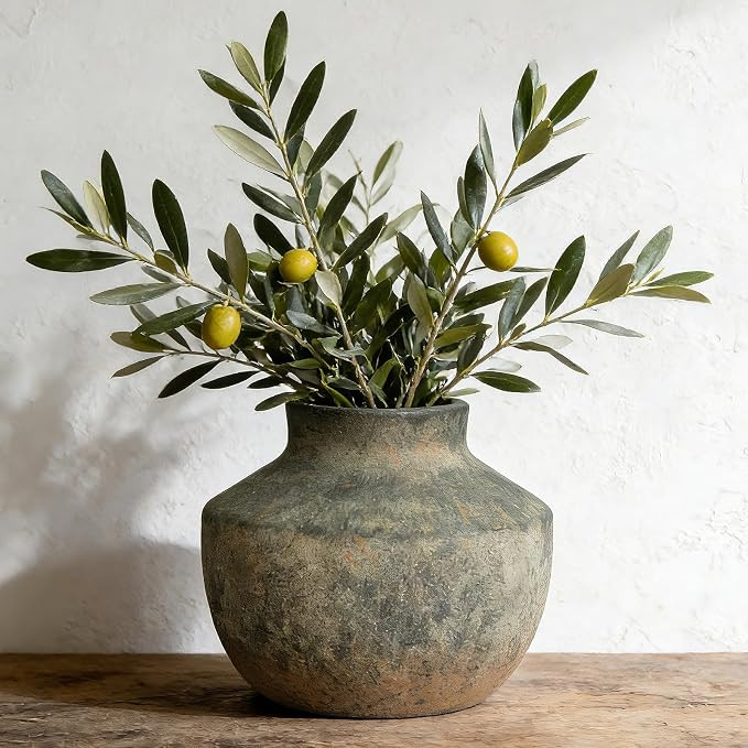Ceramic Flower Vase, 5.5 Inch Small Flower Rustic Vase, Decorative Vase Short Pottery Vase for Ho... | Amazon (US)