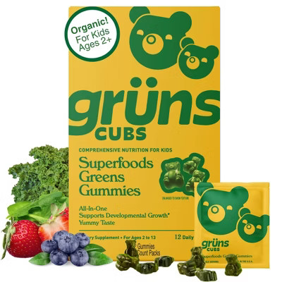 Grüns Kids' Low Sugar Superfoods Greens Gummies - 72ct/12 Servings | Target