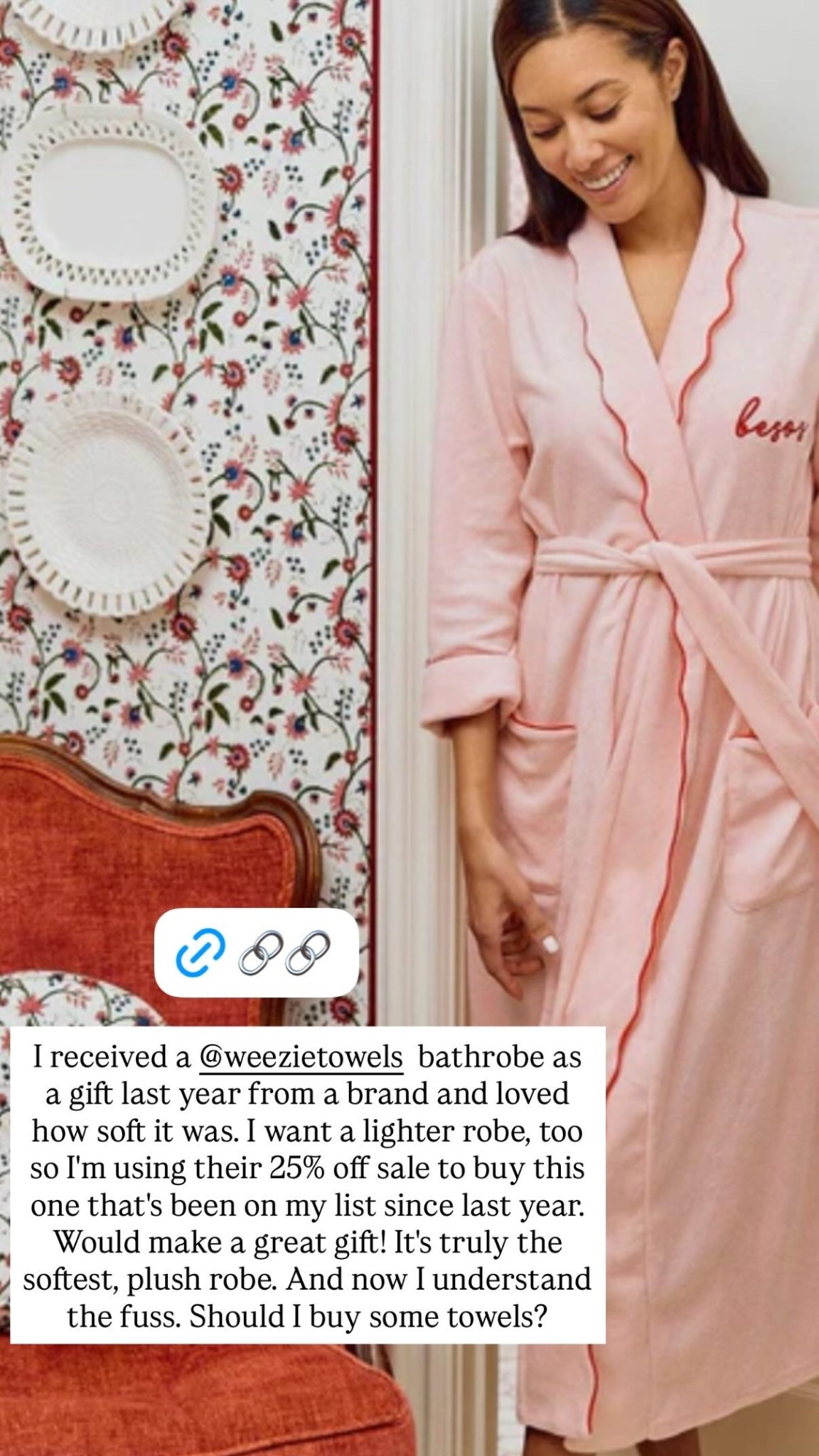 I received a @weezietowels  bathrobe as a gift last year from a brand and loved how soft it was. I want a lighter robe, too so I'm using their 25% off sale to buy this one that's been on my list since last year.  Would make a great gift! It's truly the softest, plush robe. And now I understand the fuss. Should I buy some towels?

#LTKSaleAlert