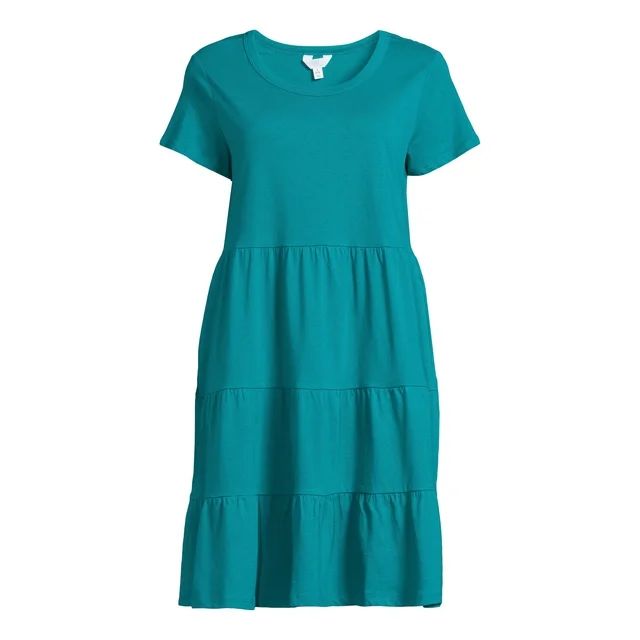 Time and Tru Women's Tiered Knit Dress | Walmart (US)