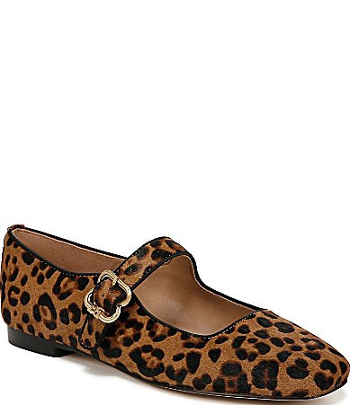 Sam Edelman Michaela Leopard Print Calf Hair Mary Jane Flats - 8.5 | Dillard's