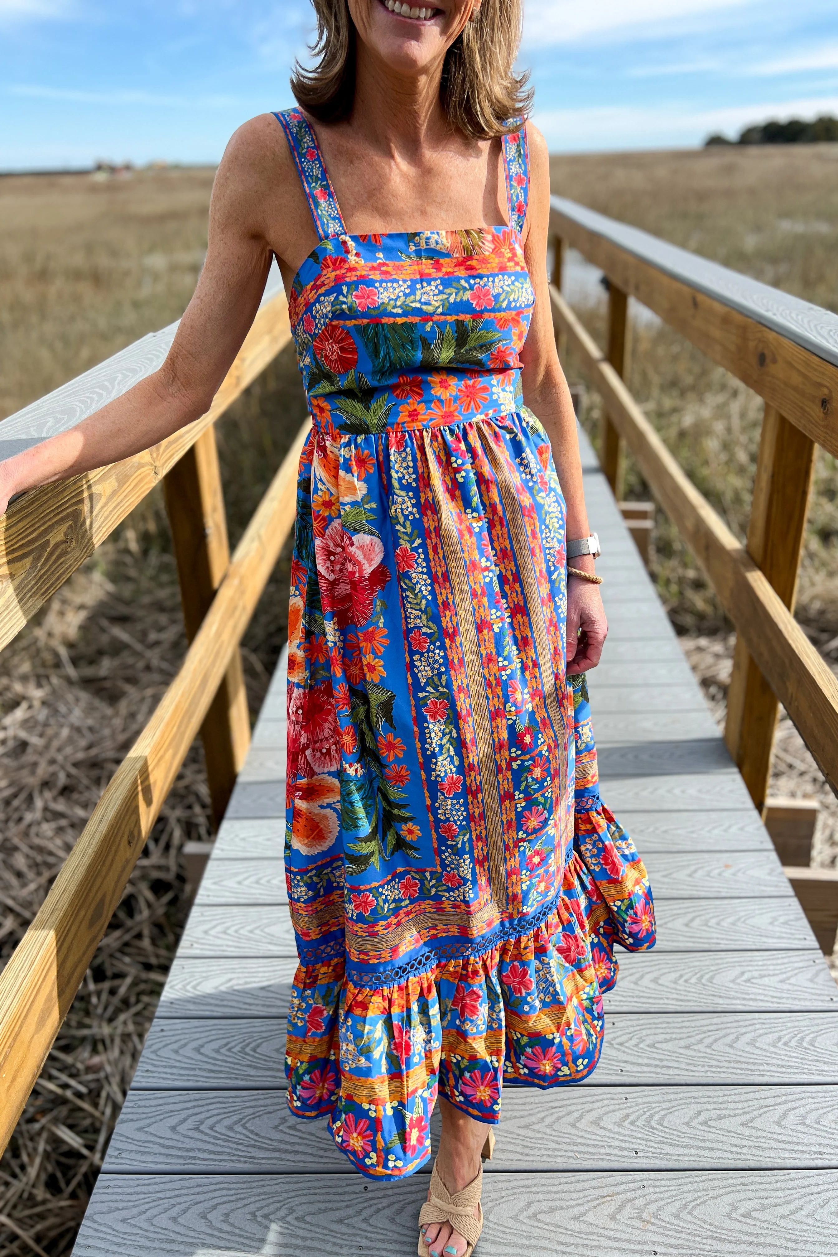 Stitched Garden Blue Maxi Dress by Farm Rio | Mimi Seabrook