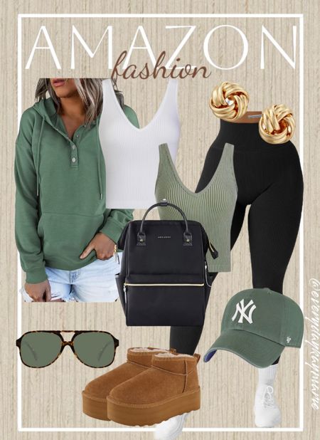 Simple outfit for running errands, school drop off, lounging around the house!! 🖤 I have the green hoodie in white and I love it and wear it everywhere 💕

#LTKGiftGuide #LTKstyletip #LTKfindsunder50