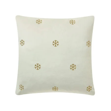 My Texas House 18" x 18" Ivory Velvet Snowflake Decorative Pillow Cover | Walmart (US)