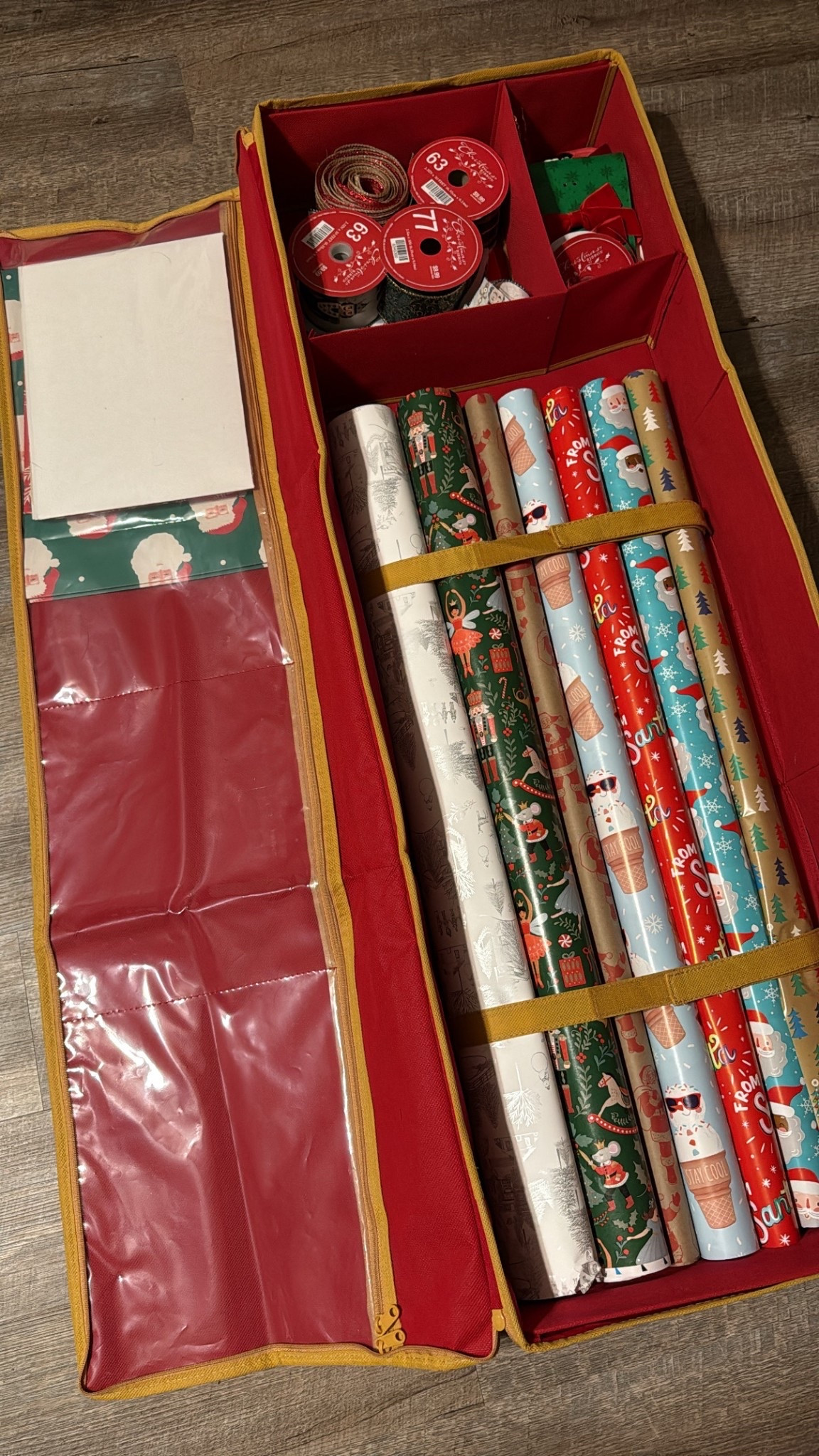 Christmas Wrapping Storage! 

My husband picked up more Holiday Storage items at Target the other day, & it’s made packing up Christmas so easy. This is the perfect organizer to store wrapping paper, bows, boxes, ribbon, tags, tissue paper, etc.!

#christmasstorage #organization #holidaystorage #newyearoganization

#LTKGiftGuide #LTKSeasonal #LTKFindsUnder50
