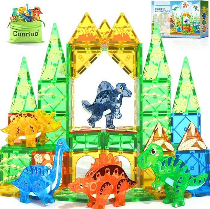Coodoo Dinosaur Toys Magnetic Tiles 3D Movable Dinos for Kids 3-5 5-7 Toddler Outdoor Sensory Toy... | Amazon (US)
