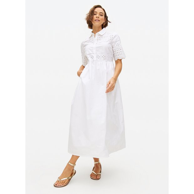 White Broderie Midaxi Shirt Dress 14 | Tu Clothing