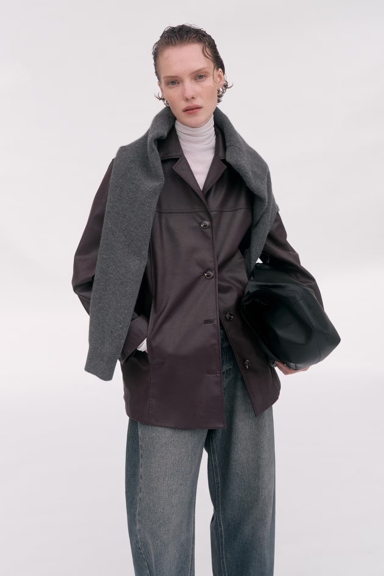 Coated jacket - Burgundy - Ladies | H&M GB | H&M (UK, MY, IN, SG, PH, TW, HK)