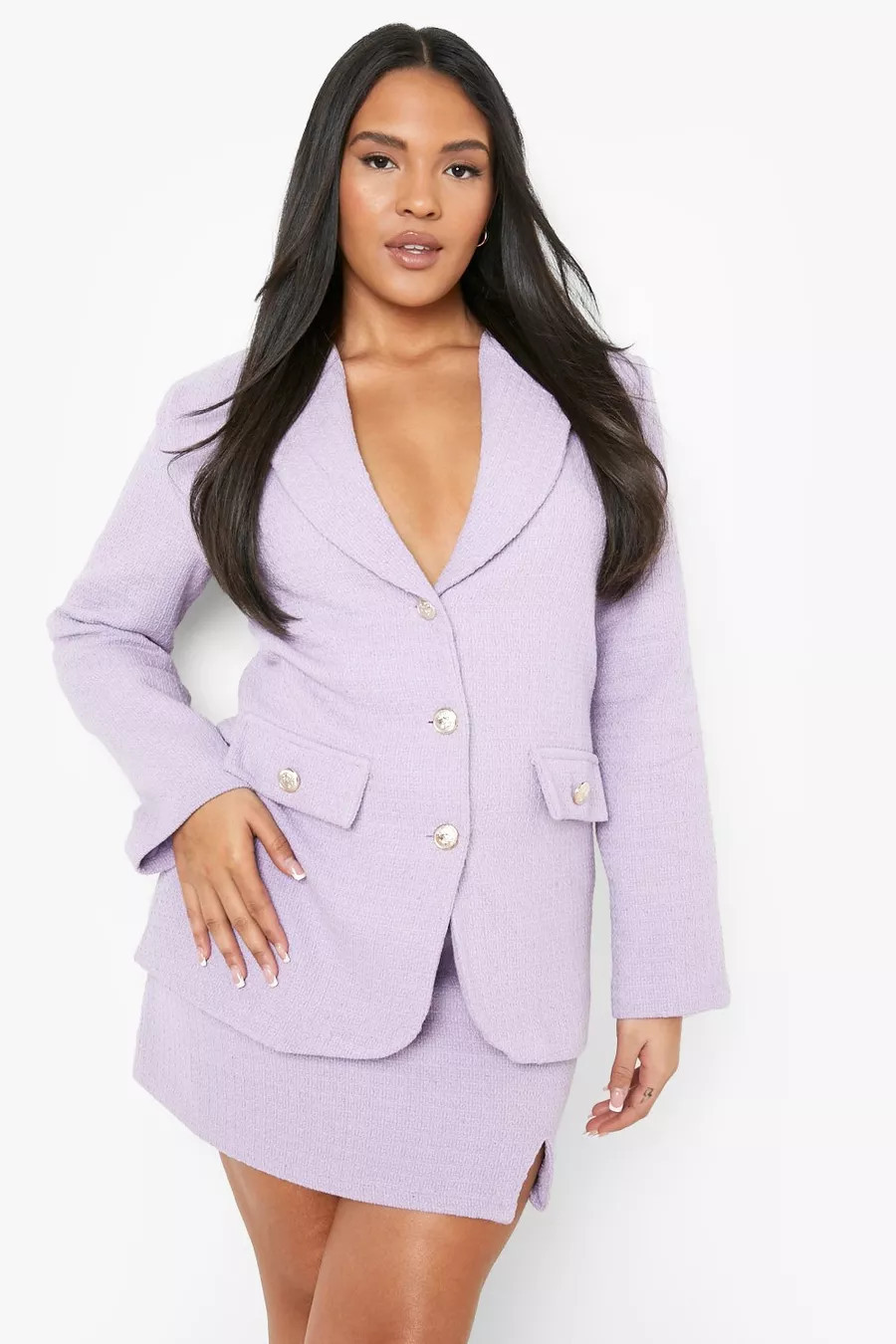 Plus Boucle Double Breasted Blazer | Boohoo.com (UK & IE)