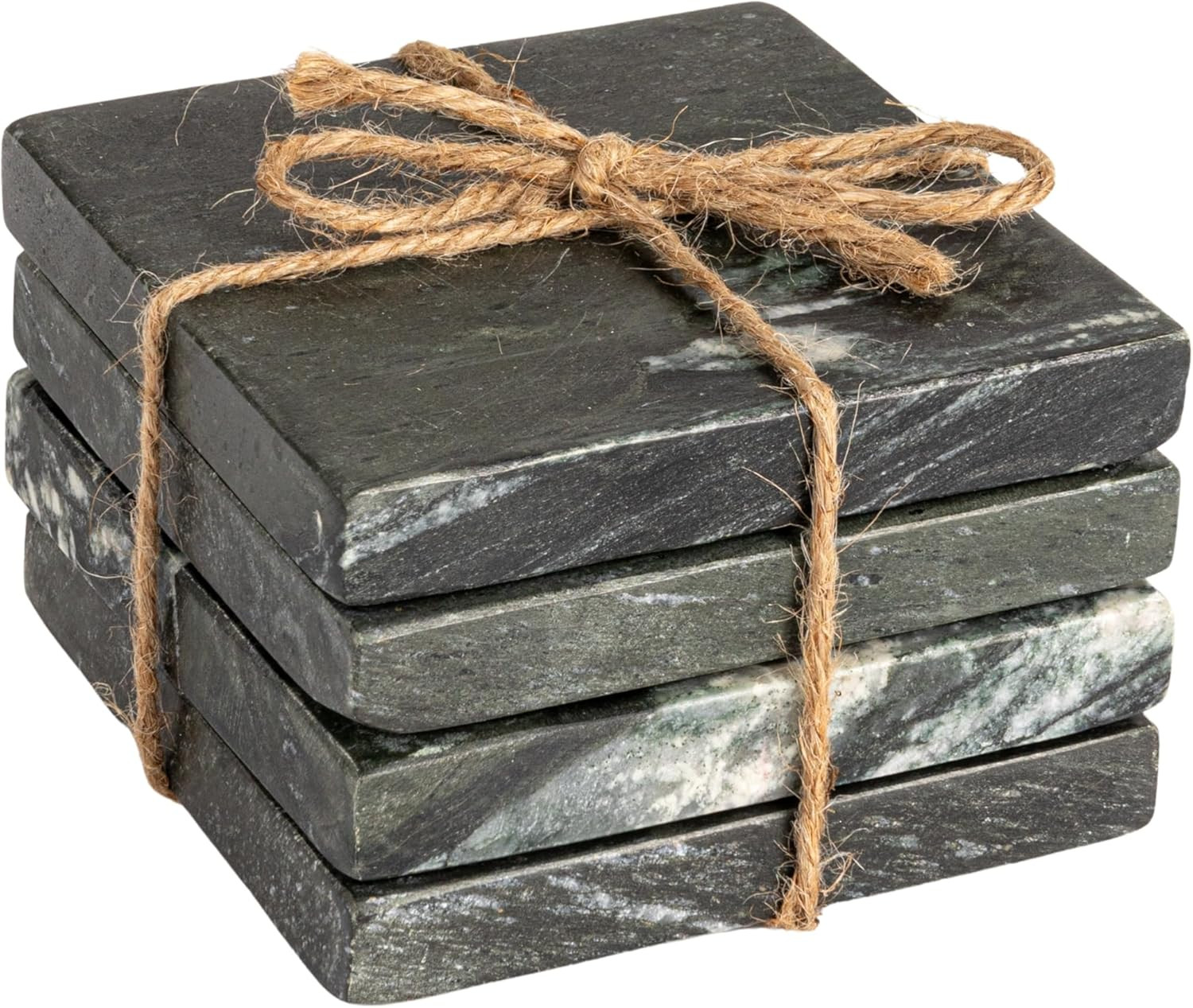 Creative Co-Op Monochrome Mélange Marble Coaster Set, Black, Set of 4 | Amazon (US)