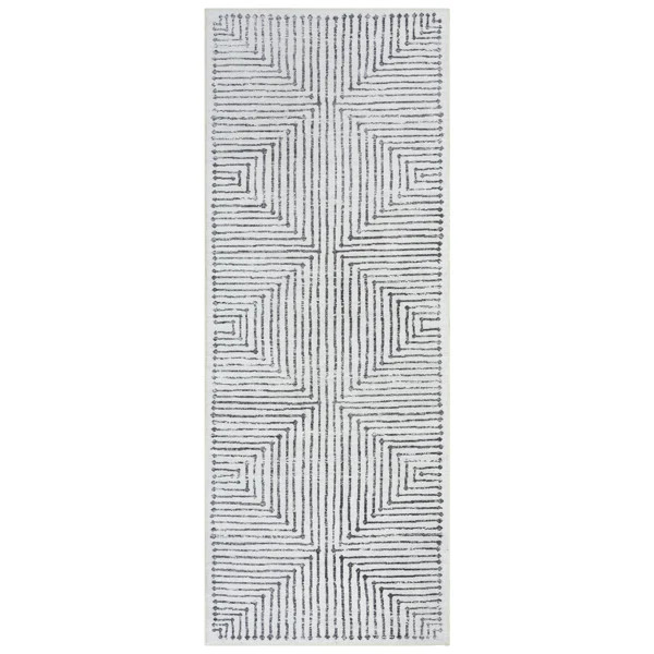 Washable Non-Slip Modern Rug - Ivory / Black - Entryway, Hallway, Bathroom, and Kitchen | Wayfair North America
