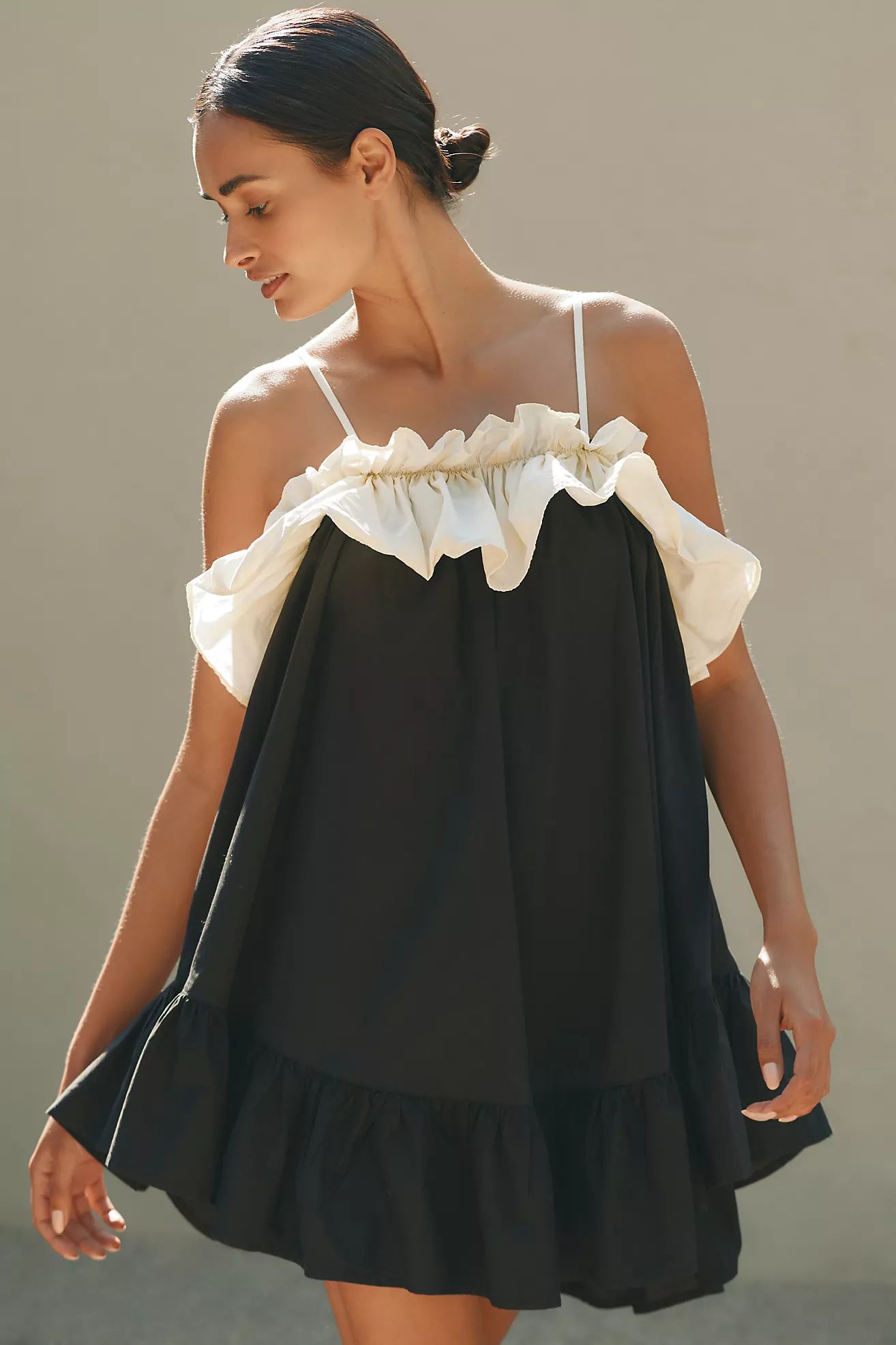 By Anthropologie Ruffle Poplin Babydoll Dress | Anthropologie (US)