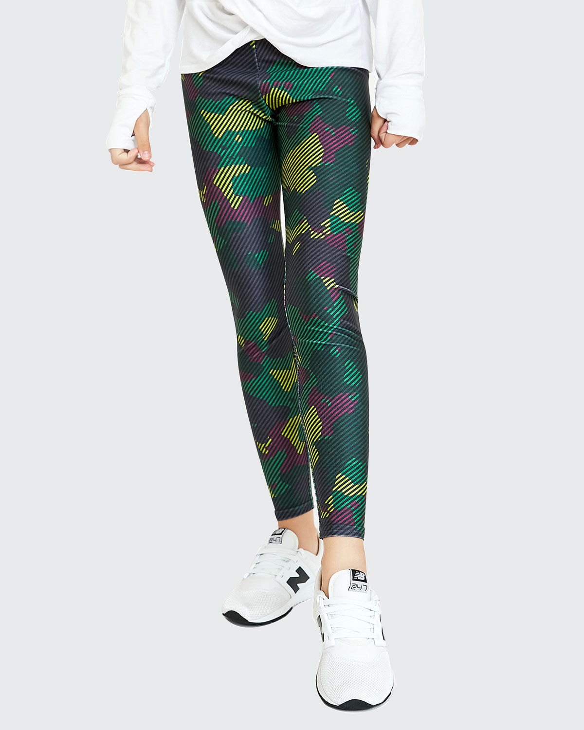 Girl's Striped Camo-Print Leggings, Size 4-6X | Bergdorf Goodman