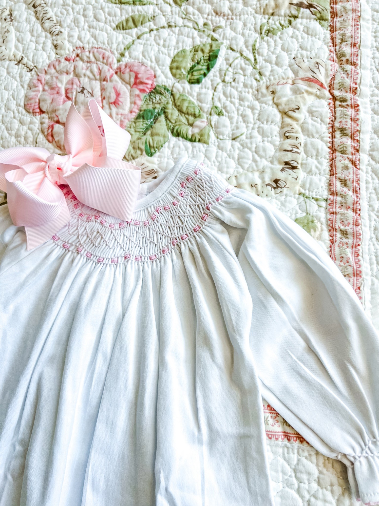 Baby girl coming soon 💗🌸🌷🎀 
/ smocked greeting newborn outfit / 


#LTKFamily #LTKKids #LTKBaby