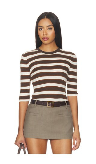 Favorite Daughter The Amelia Crewneck Top in Brown. - size S | Revolve Clothing (Global)