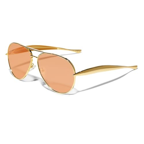 GUVIVI Retro Gold Aviator Sunglasses for Women Men 70s Metal Sun Glasses | Amazon (US)