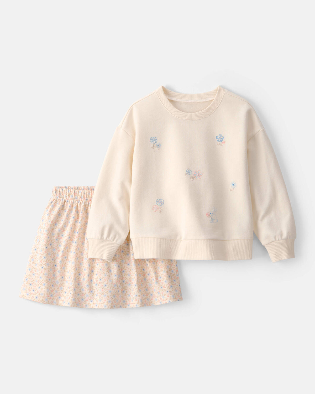 Toddler Girl 2-Piece Floral French Terry Top & Skort Set - Cream | Carter's Inc