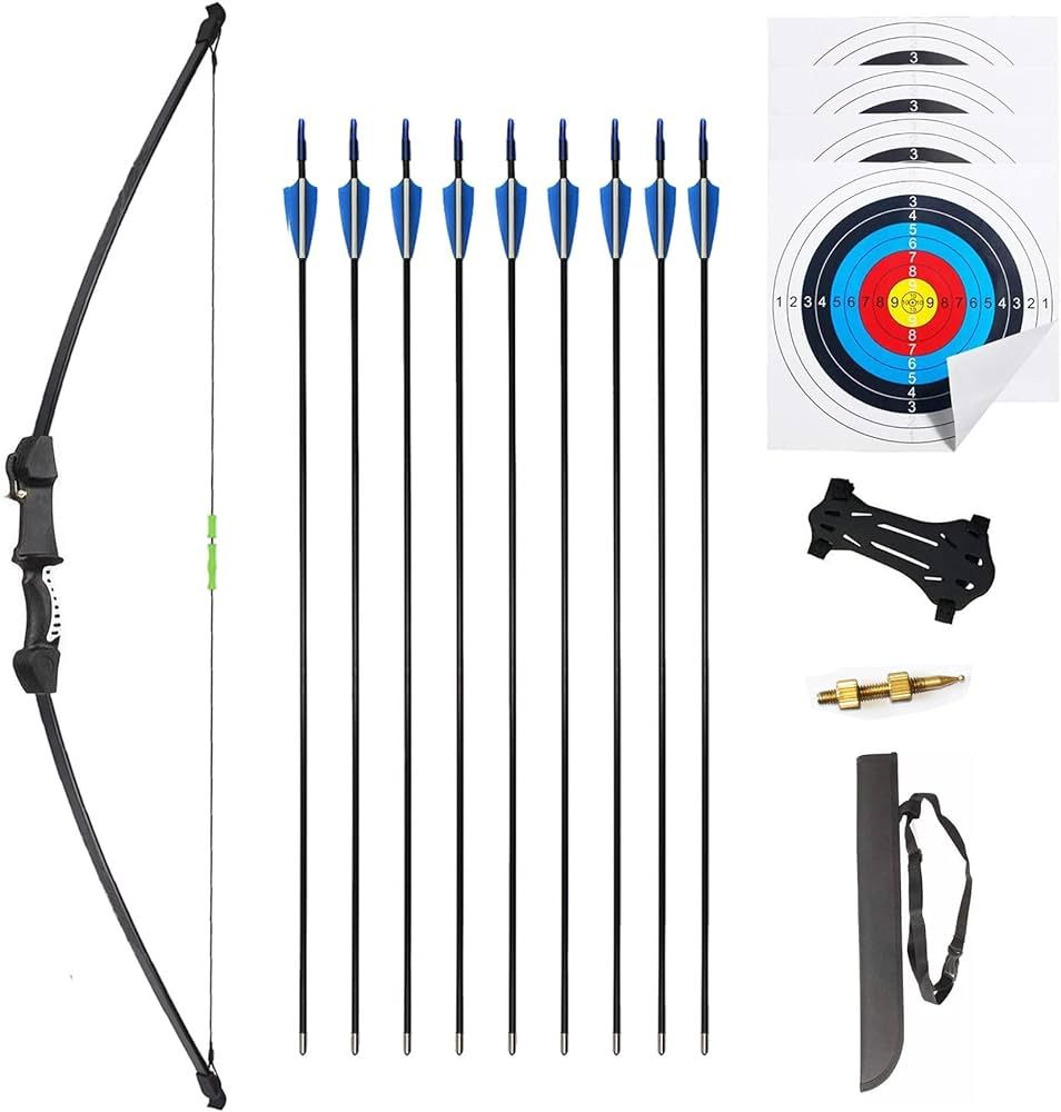 Mxessua 45" Bow and Arrows Set for Teens Recurve Archery Beginner Gift Longbow Kit 9 Arrows, 4 Ta... | Amazon (US)