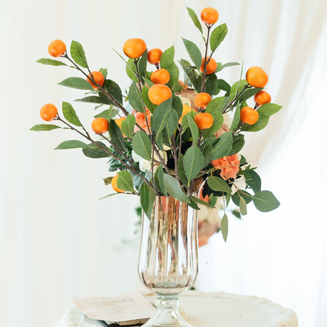 Asodomo 3 Pcs Artificial Tangerine Branches 25.6 Inch Simulation Orange Branches Faux Fruit Picks... | Amazon (US)