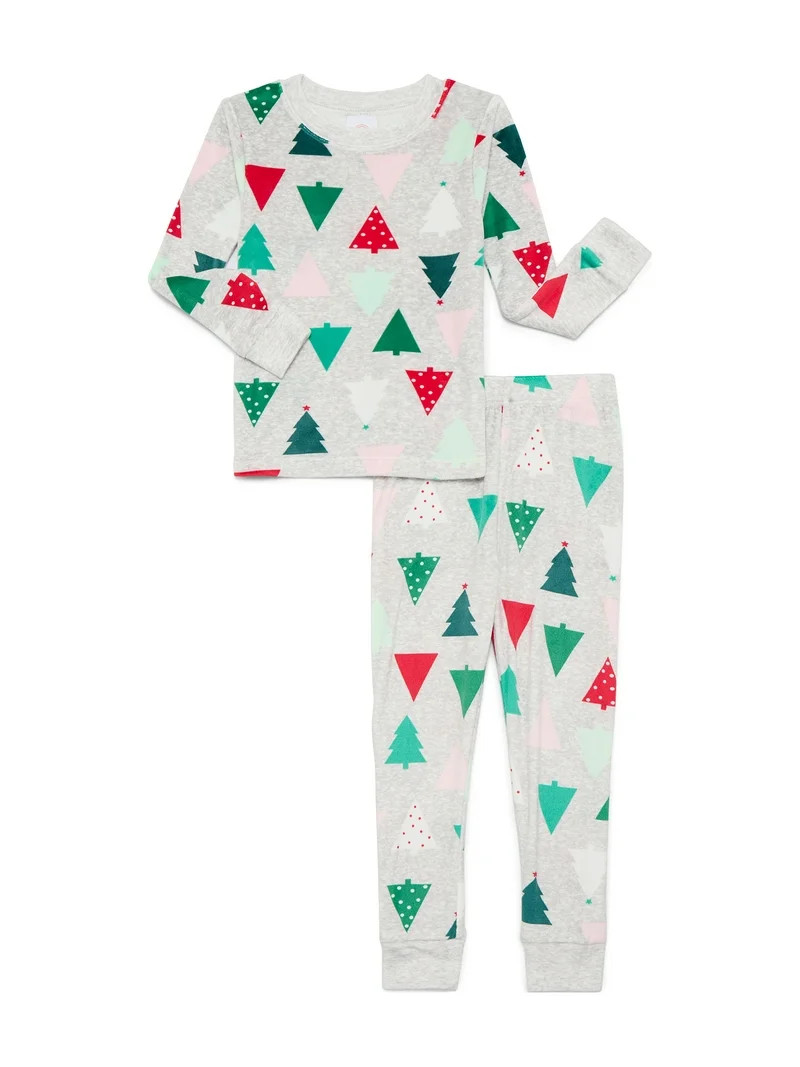 Wonder Nation Toddler Boys Long Sleeve Tight Fit Top and Pants Sleep Set, 2-Piece, Sizes 12M-5T | Walmart (US)