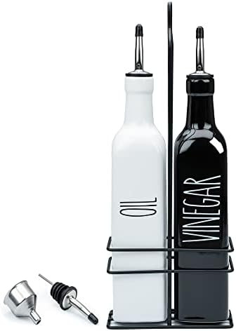 Amazon.com: Heartland Home Ceramic Olive Oil and Vinegar Dispenser Set. Bottles, Kitchen Caddy, 3... | Amazon (US)