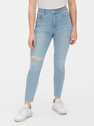 High Rise Curvy Distressed True Skinny Ankle Jeans with Secret Smoothing Pockets | Gap (US)