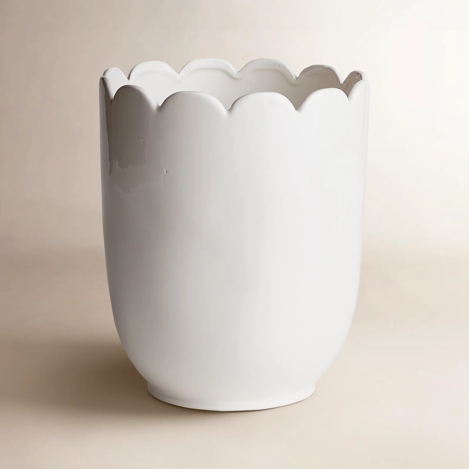 Mirabelle White Classic Italian Scalloped Edge Cachepot | Wayfair North America