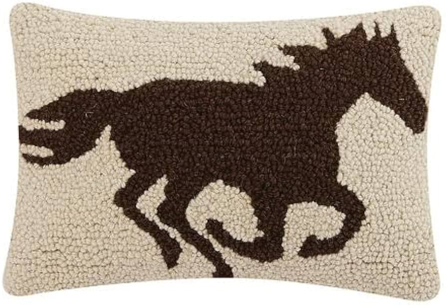 Peking Handicraft Racehorse Brown Silouette, Hook Pillow, Wool and Poly Velvet | Amazon (US)