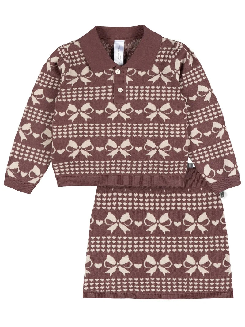 Modern Moments by Gerber Toddler Girl Jacquard Skirt Outfit Set, 2-Piece, Sizes 12 Months - 5T | Walmart (US)