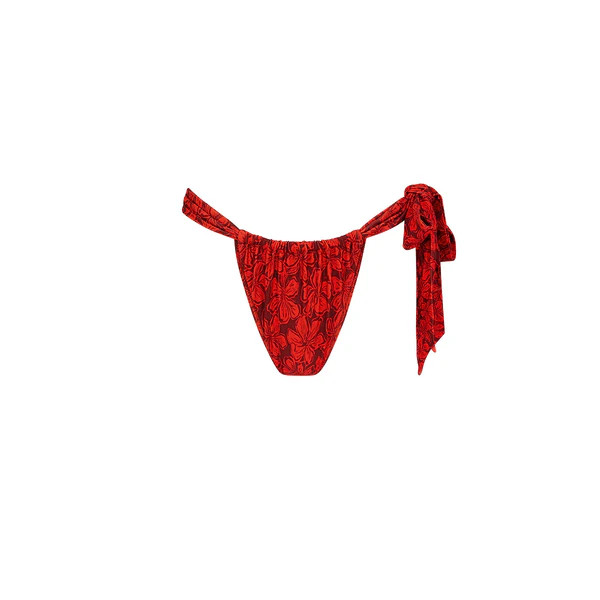 Soft Tie Ruched Thong Bikini Bottom - Sassy Sangria | Kulani Kinis US