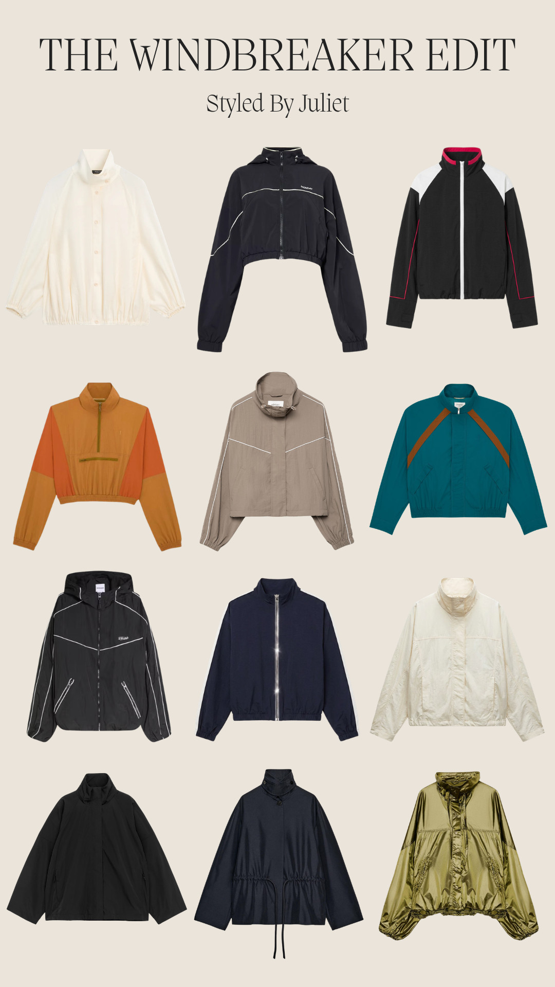 The windbreaker edit for every kind of spring day.

windbreaker edit, lightweight layers, spring jackets, sporty chic, athleisure style, everyday outerwear, throw-on and go, street-style ready, rainy-day ready, neutral tones, colour pop moment, elevated casual, weekend uniform, capsule wardrobe staple, styled by Juliet 

 #LTKFestival #LTKootd #LTKActive