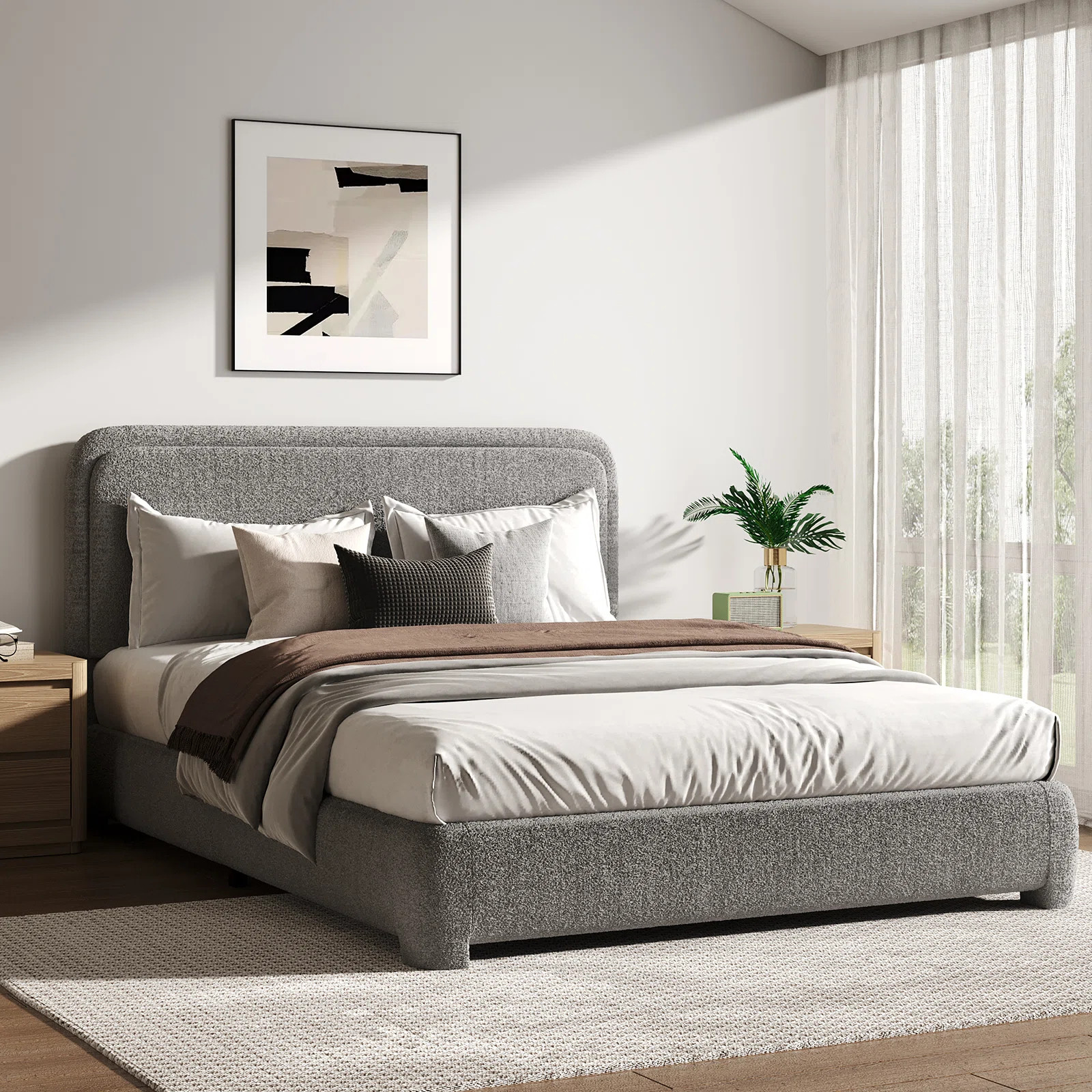 Bensu Boucle Upholstered Platform Bed | Wayfair North America