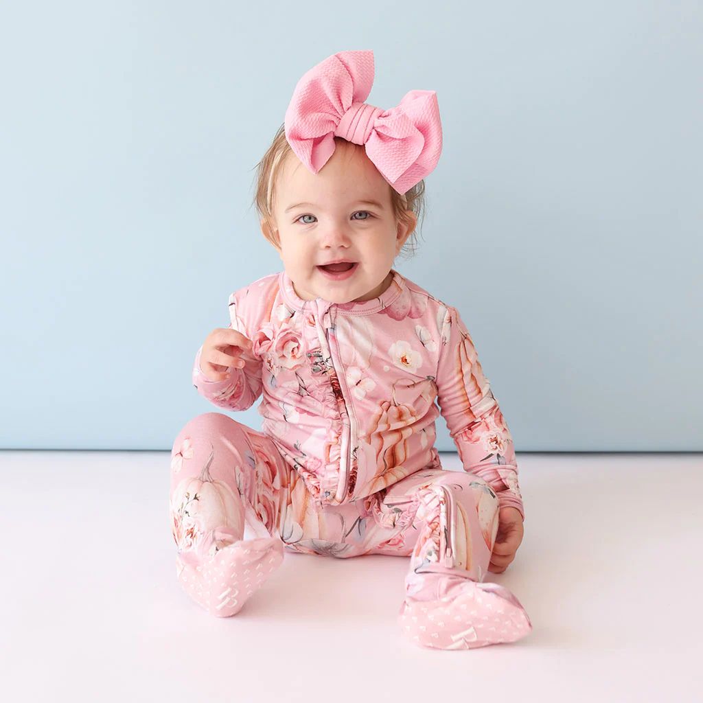 Pumpkins Pink Baby Girl Sleeper | Talena | Posh Peanut