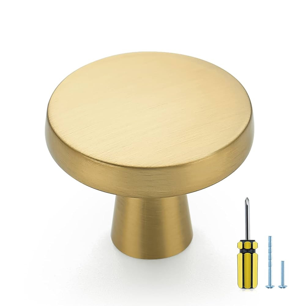 Ravinte 30 Pack Solid Knobs Kitchen Cabinet Round Pulls Dresser Handles Gold Cupboard Hardware Br... | Amazon (US)