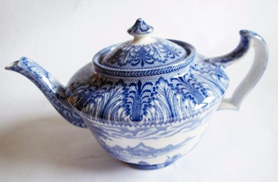 Cauldon 'Chariot' Blue and White Transferware Teapot | Etsy | Etsy (US)