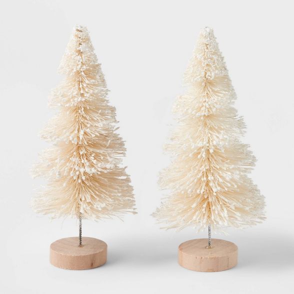2pk Glitter Bottle Brush Christmas Tree Set Natural - Wondershop&#8482; | Target