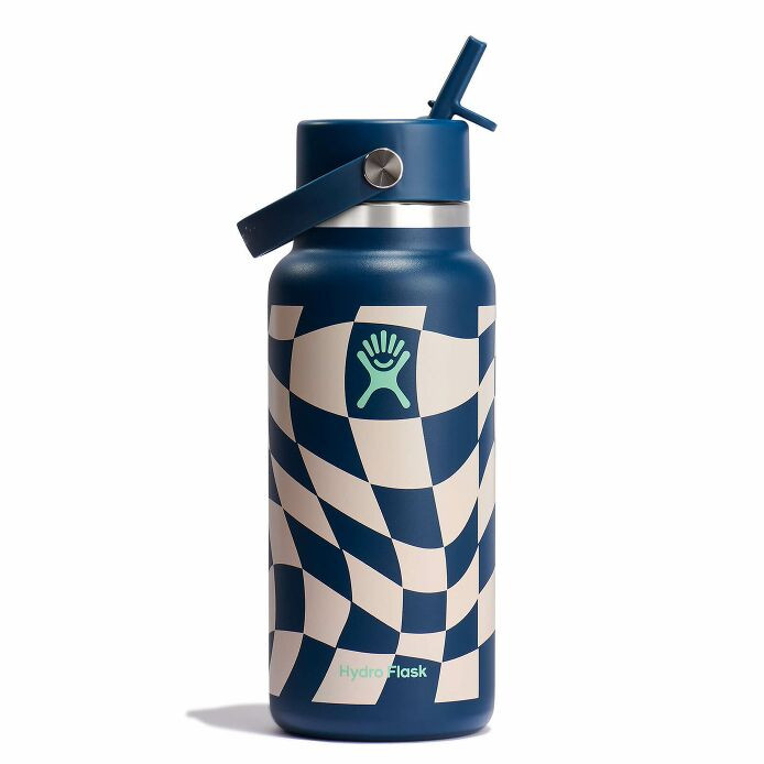 32 oz Wide Mouth with Flex Straw Cap - Checkered Indigo | Hydro Flask