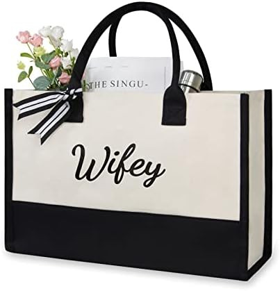 Amazon.com: TOPDesign Canvas Tote Wifey Bag, Bride Gifts for Wedding, Bridal Shower, Bachelorette... | Amazon (US)