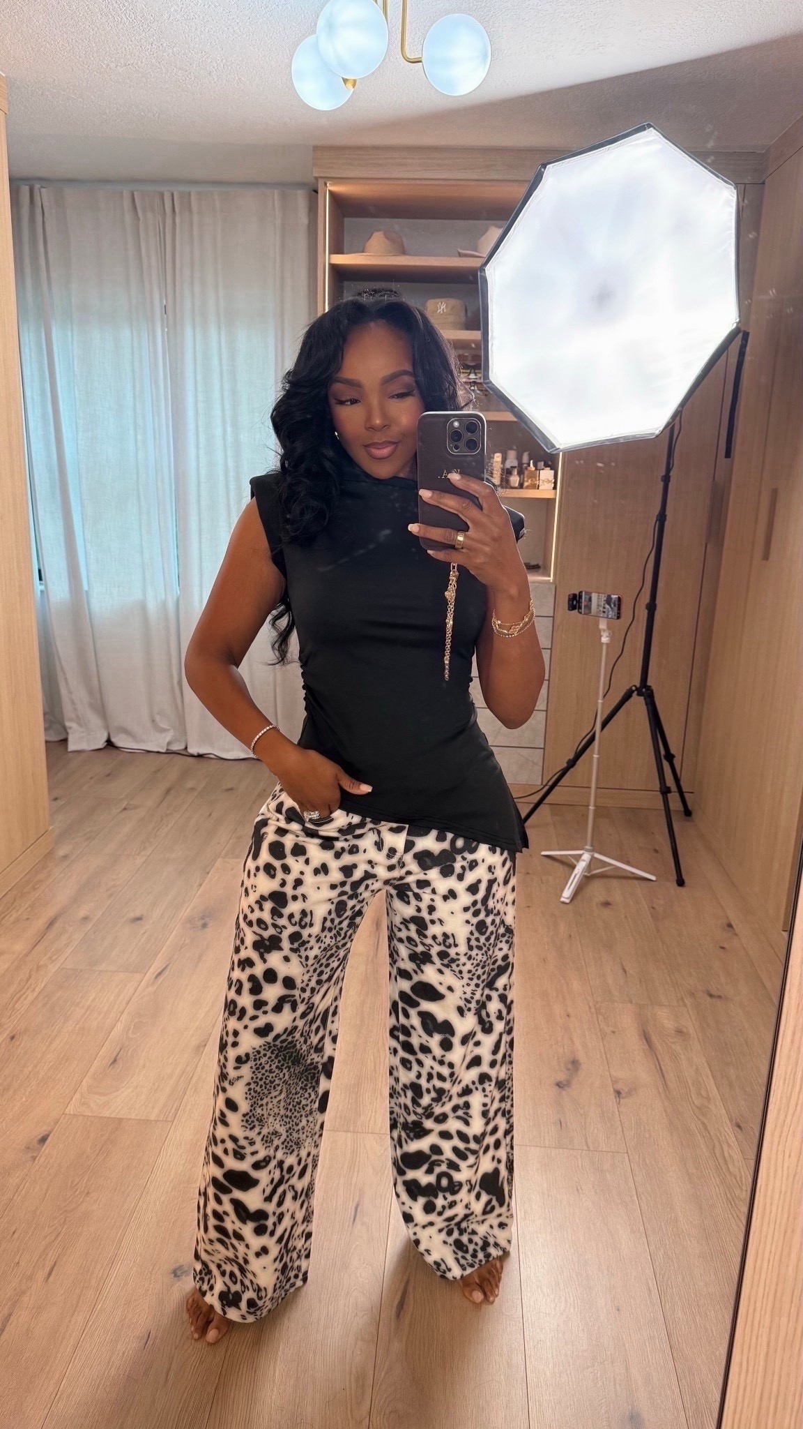 ✨ Statement Pants, Effortless Top — This is one of those outfits where one bold piece does all the talking. The leopard print pants instantly elevate a simple fitted black top, making it feel styled, intentional, and fashion-forward. Easy to dress up or down, and the cost per wear drops fast since each piece can be styled multiple ways.

Perfect for casual outings, brunch, dinner plans, or elevated everyday wear.

📏 Sizing:
Top: Size Small  
Pants: 27 Long  

📐 Measurements:
Height: 5'4"  
Weight: 138 lbs  
Bust: 34D  
Waist: 27"  
Hips: 40"

Leopard print pants outfit, statement pants styling, elevated casual look, versatile wardrobe staples, affordable fashion finds, capsule wardrobe essentials.

Tap to get details.
Follow me on Instagram and YouTube @kirasfashionfinds 


#LTKPetite #LTKootd