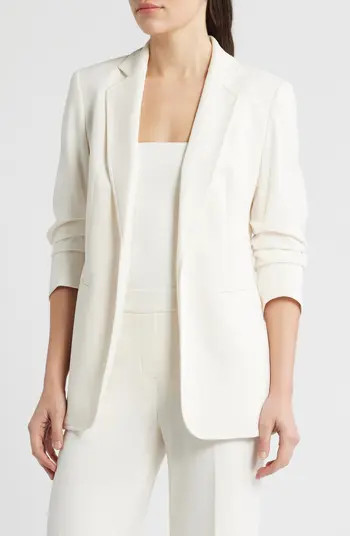 Open Front Scrunch Sleeve Blazer | Nordstrom