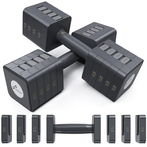 Adjustable Dumbbells Hand Weights Set: Sportneer 5 in 1 Weight Adjustment 10 LB Dumbbells Set of 2 Free Weights Fast Adjust Dumbbell Weight Set for Women Men Home Gym Exercise Workout Strength | Amazon (US)