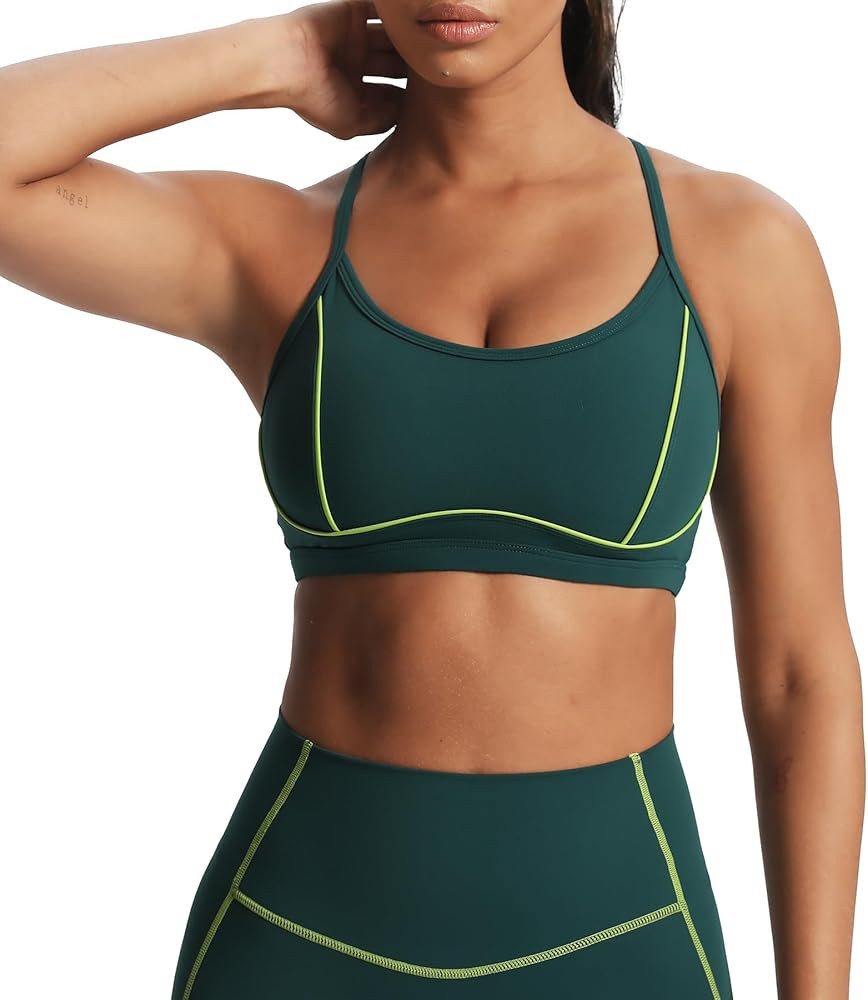 Aoxjox Women's Workout Sports Bras Fitness Training Gym Lexi Lined Bra Yoga Crop Tank | Amazon (US)